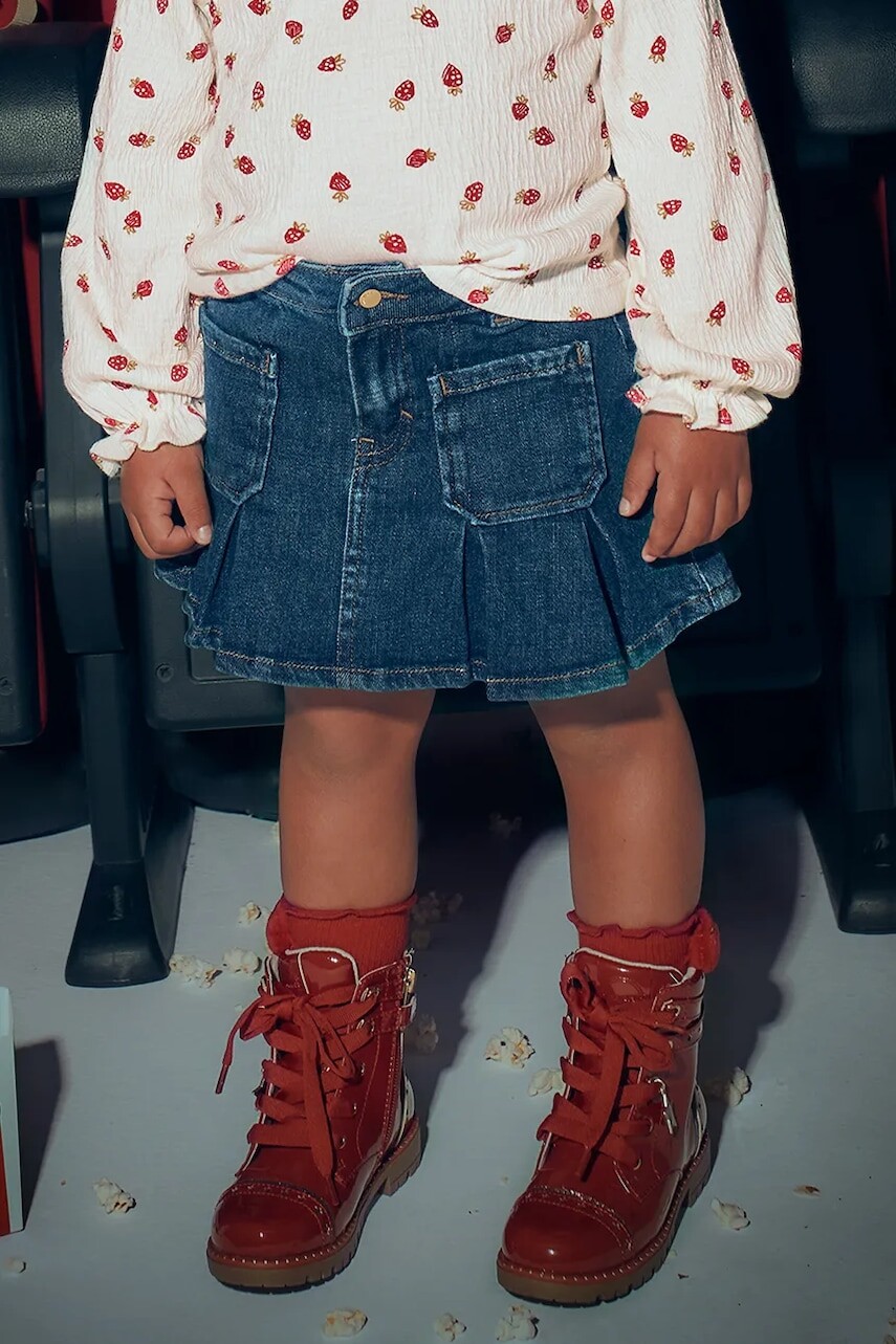 Dievčenská rifľová sukňa Mayoral tmavomodrá farba, mini, áčkový strih, 4901