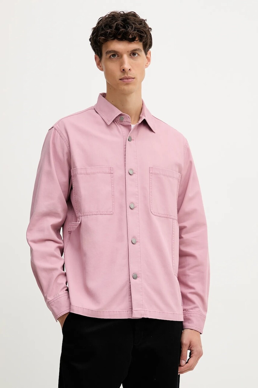 Rifľová košeľa United Colors of Benetton ružová farba, regular, s klasickým golierom, 5QHDUQ060