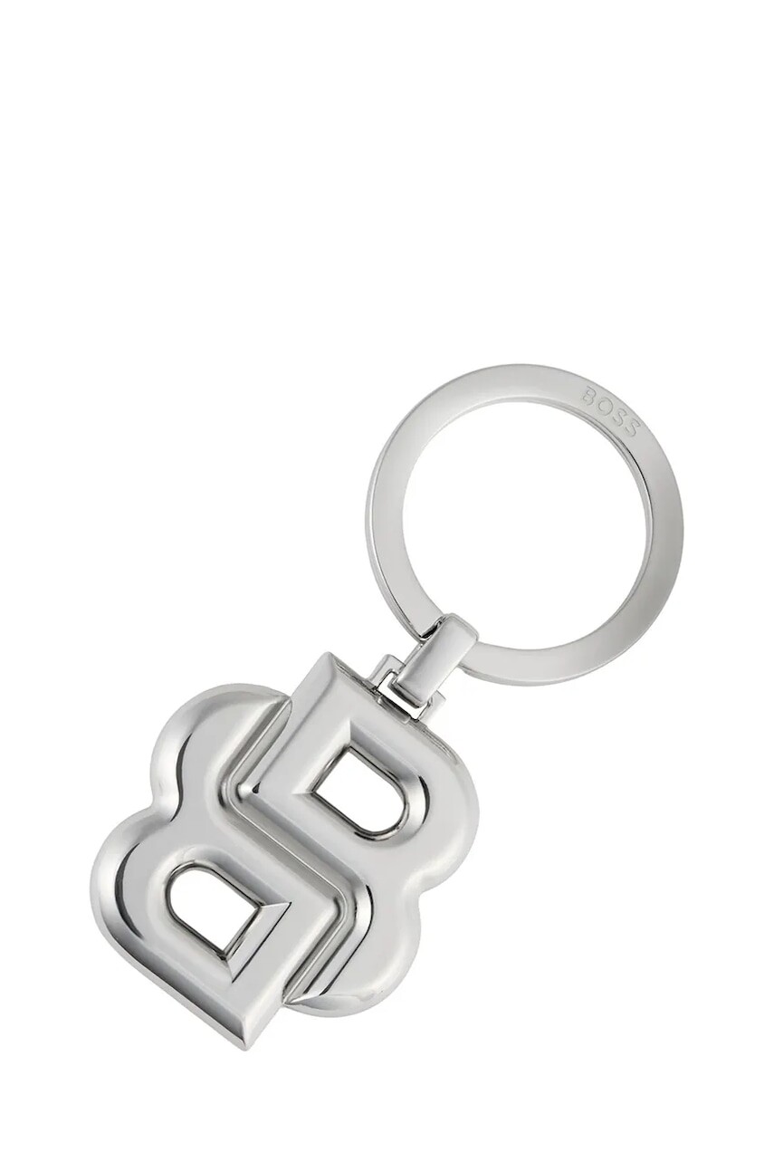 Kľúčenka BOSS Double B Shinny Chrome šedá farba