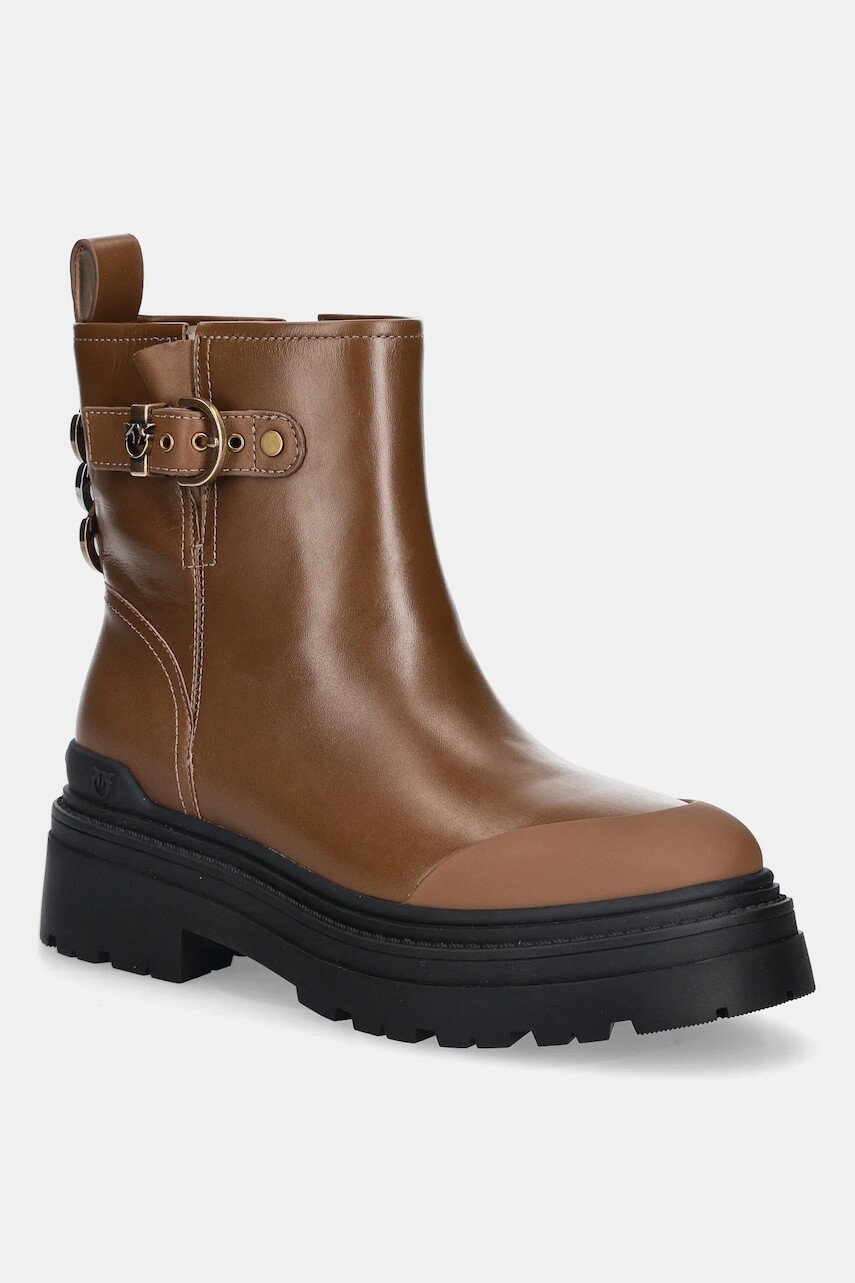 Členkové topánky Pinko Mia 21 hnedá farba, na platforme, SD0409P001GU8