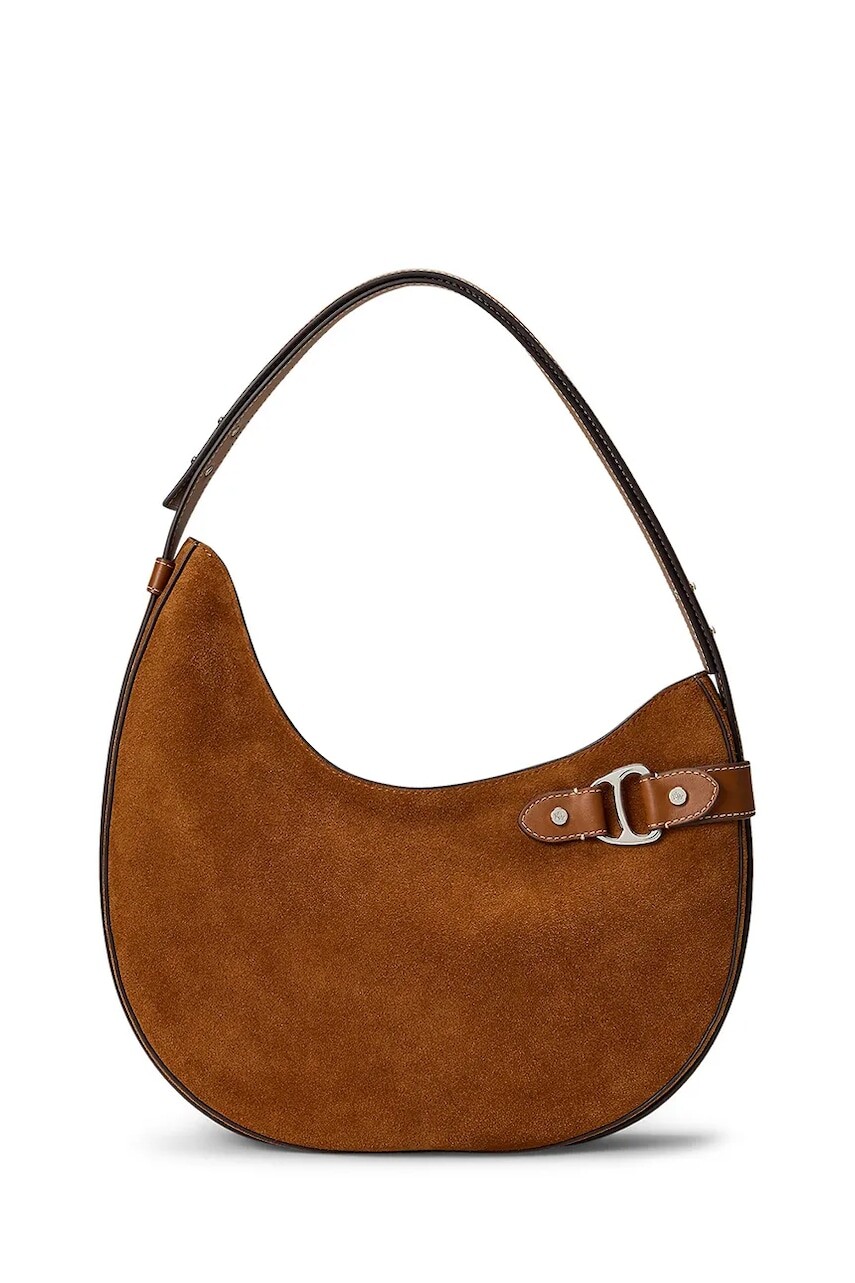 Semišová kabelka Lauren Ralph Lauren hnedá farba, 431980157