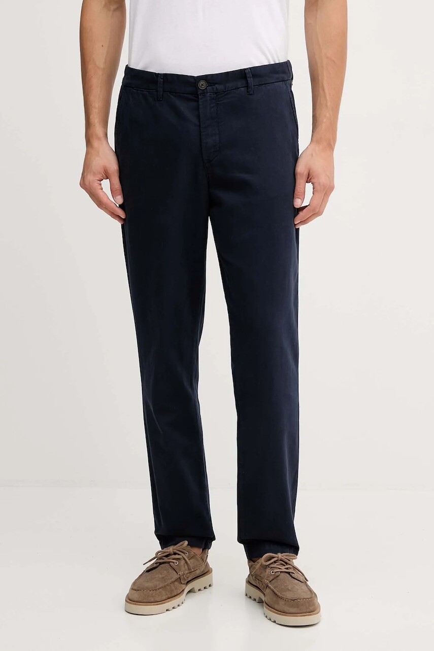 Bavlnené nohavice United Colors of Benetton modrá farba, priliehavé, 4EA5UF05O