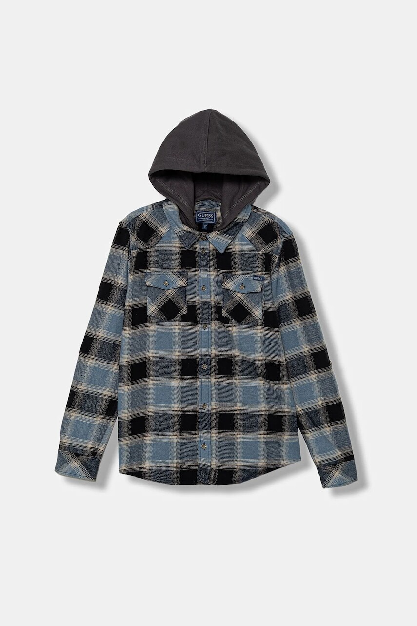 Detská bavlnená košeľa Guess modrá farba, L5BH05 WGLM0