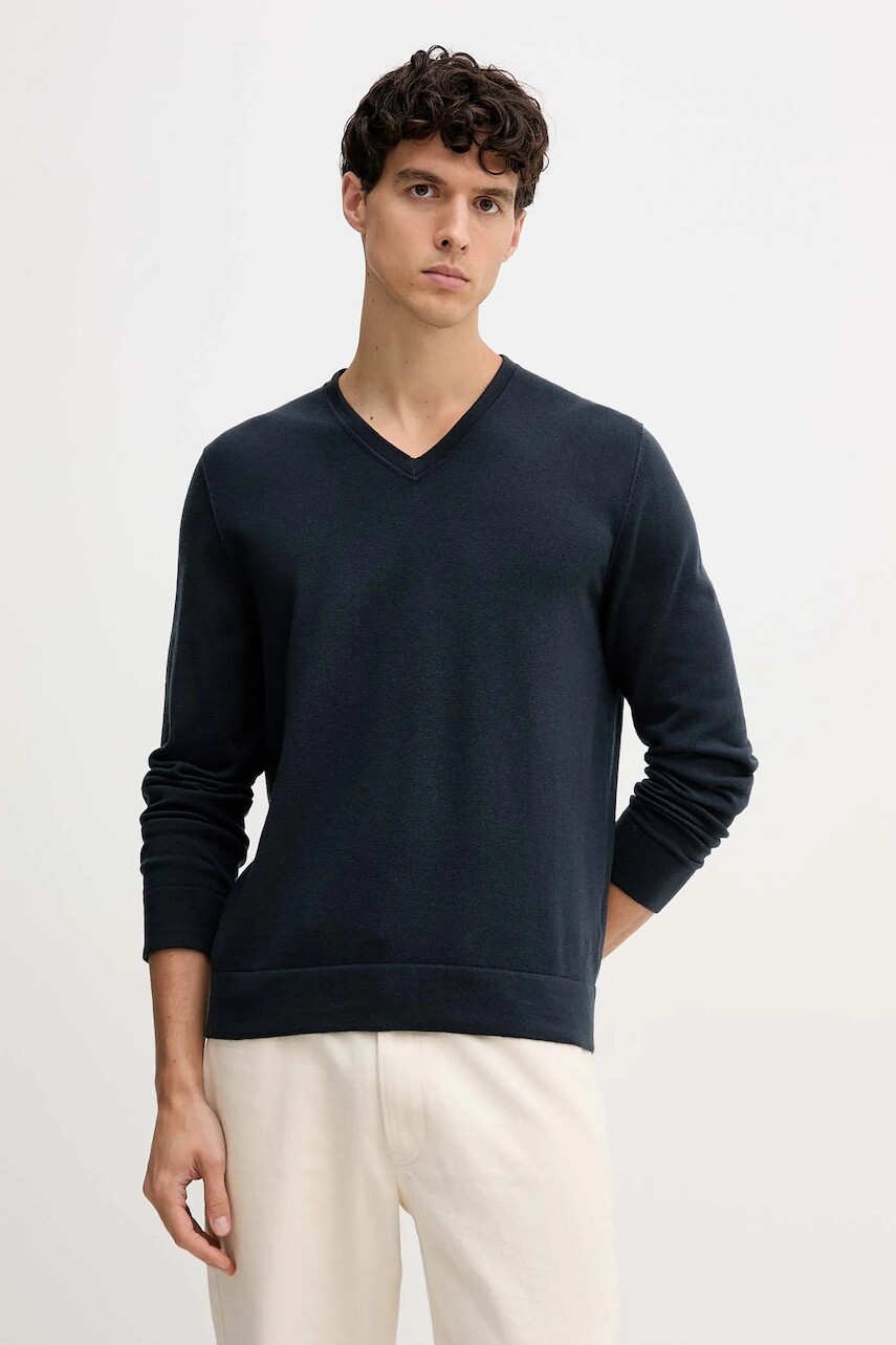 Vlnený sveter Marc O'Polo tmavomodrá farba, ľahké, 529506360110