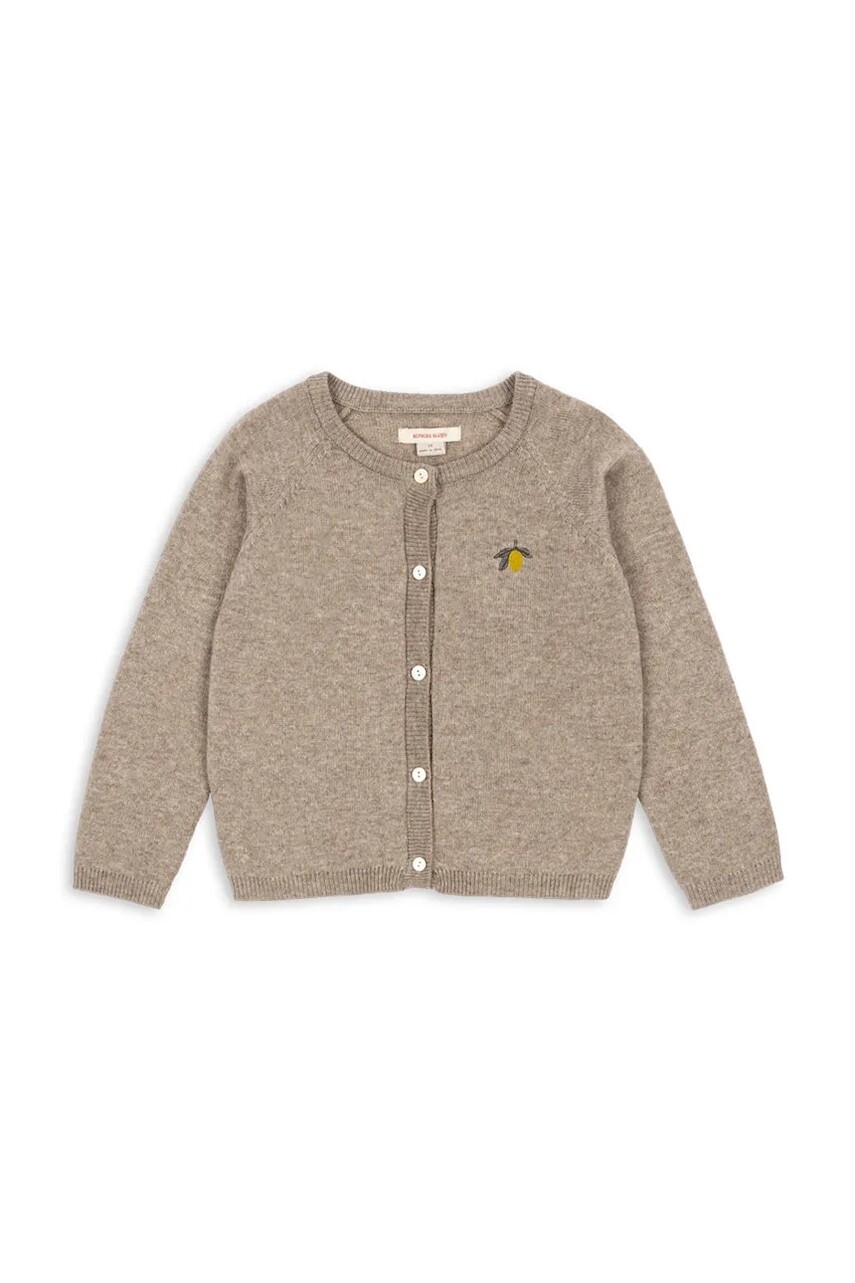 Detský kardigan s prímesou vlny Konges Sløjd MATTOU KNIT CARDIGAN hnedá farba, ľahké, KS103902