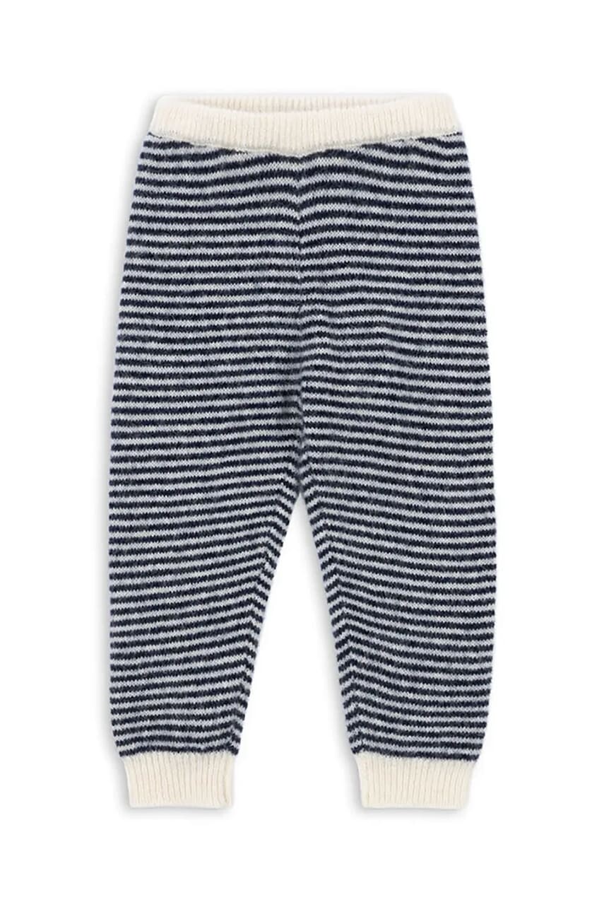 Detské nohavice z alpaky Konges Sløjd BERLE KNIT PANTS tmavomodrá farba, vzorovaná, KS103717