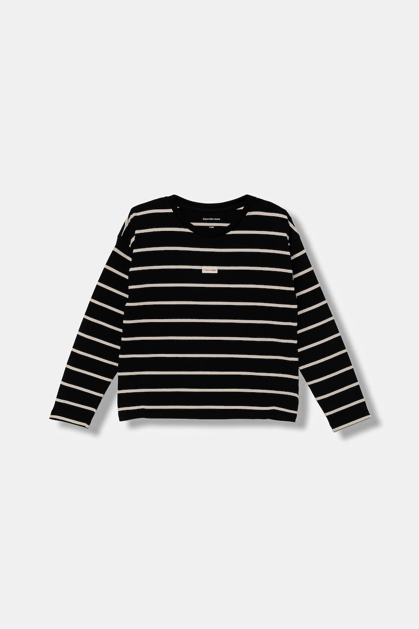 Detské tričko s dlhým rukávom Calvin Klein Jeans čierna farba, IG0IG03034