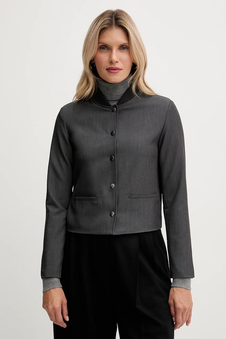 Bunda United Colors of Benetton šedá farba, prechodná, 2R4CDW03B