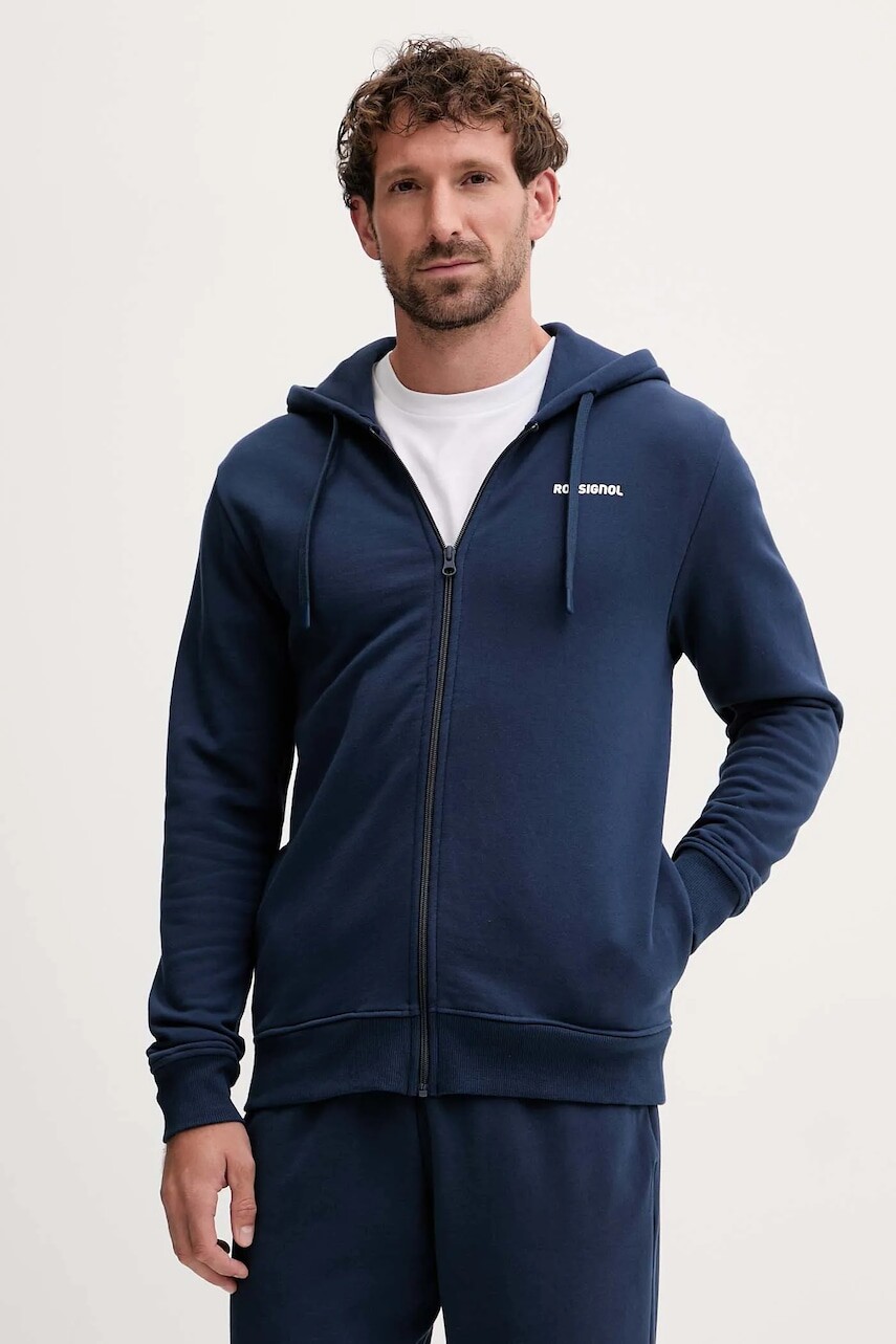 Bavlnená mikina Rossignol PRESSET tmavomodrá farba, s kapucňou, jednofarebná, RLOMS03