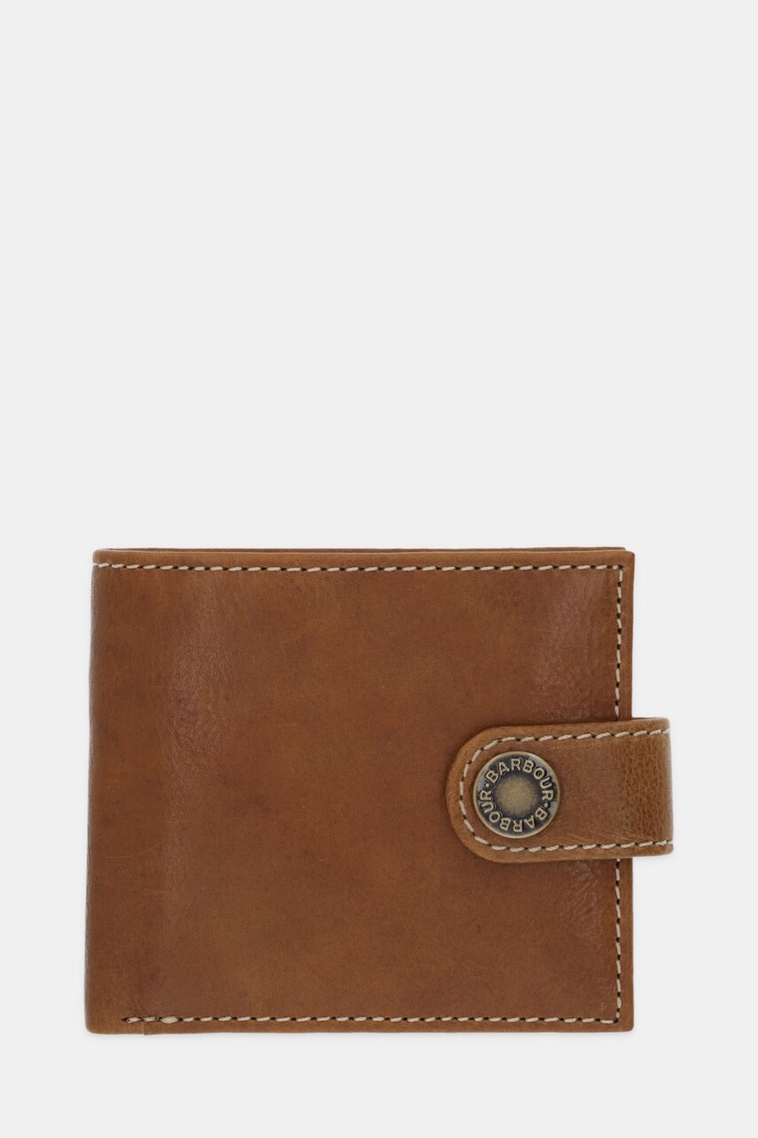 Kožená peňaženka Barbour hnedá farba, MLG0075