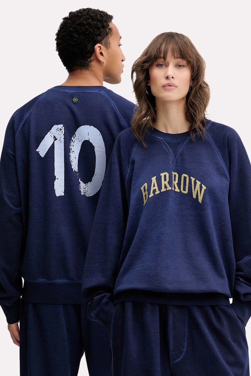 Bavlnená mikina Barrow tmavomodrá farba, s potlačou, F5BWUASW026