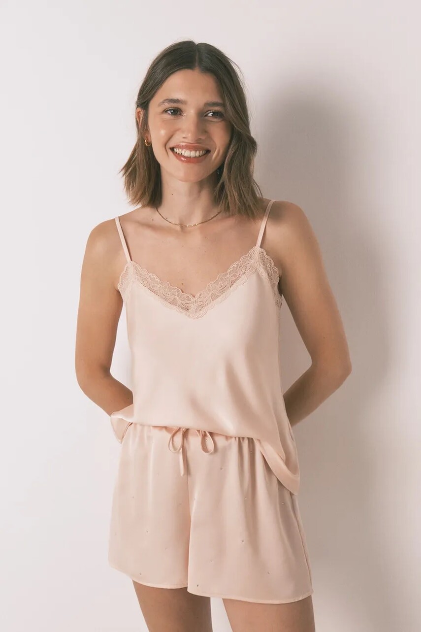 Pyžamové šortky women'secret oranžová farba, saténové, 2542460