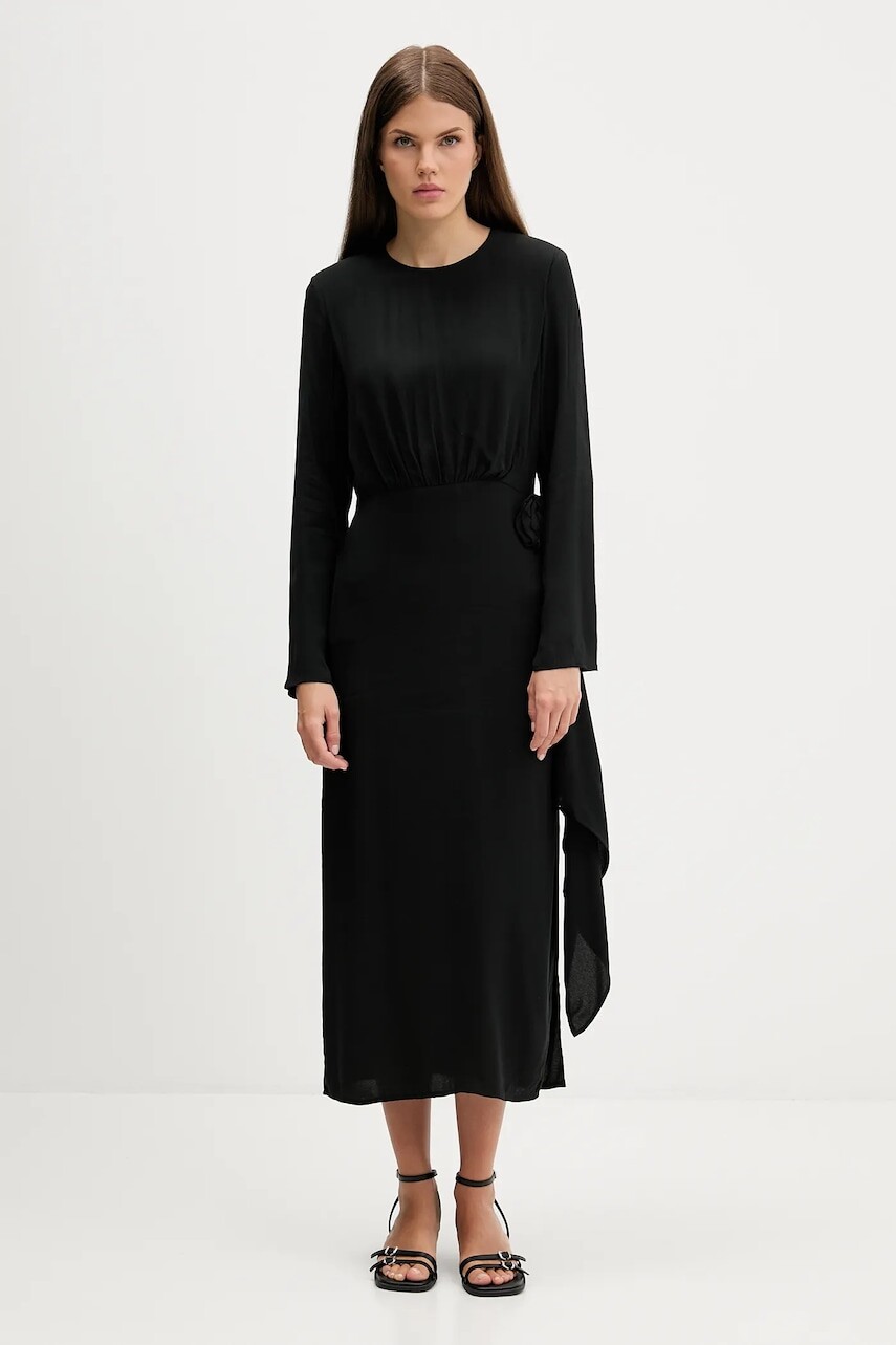 Šaty HUGO čierna farba, maxi, áčkový strih, 50547704