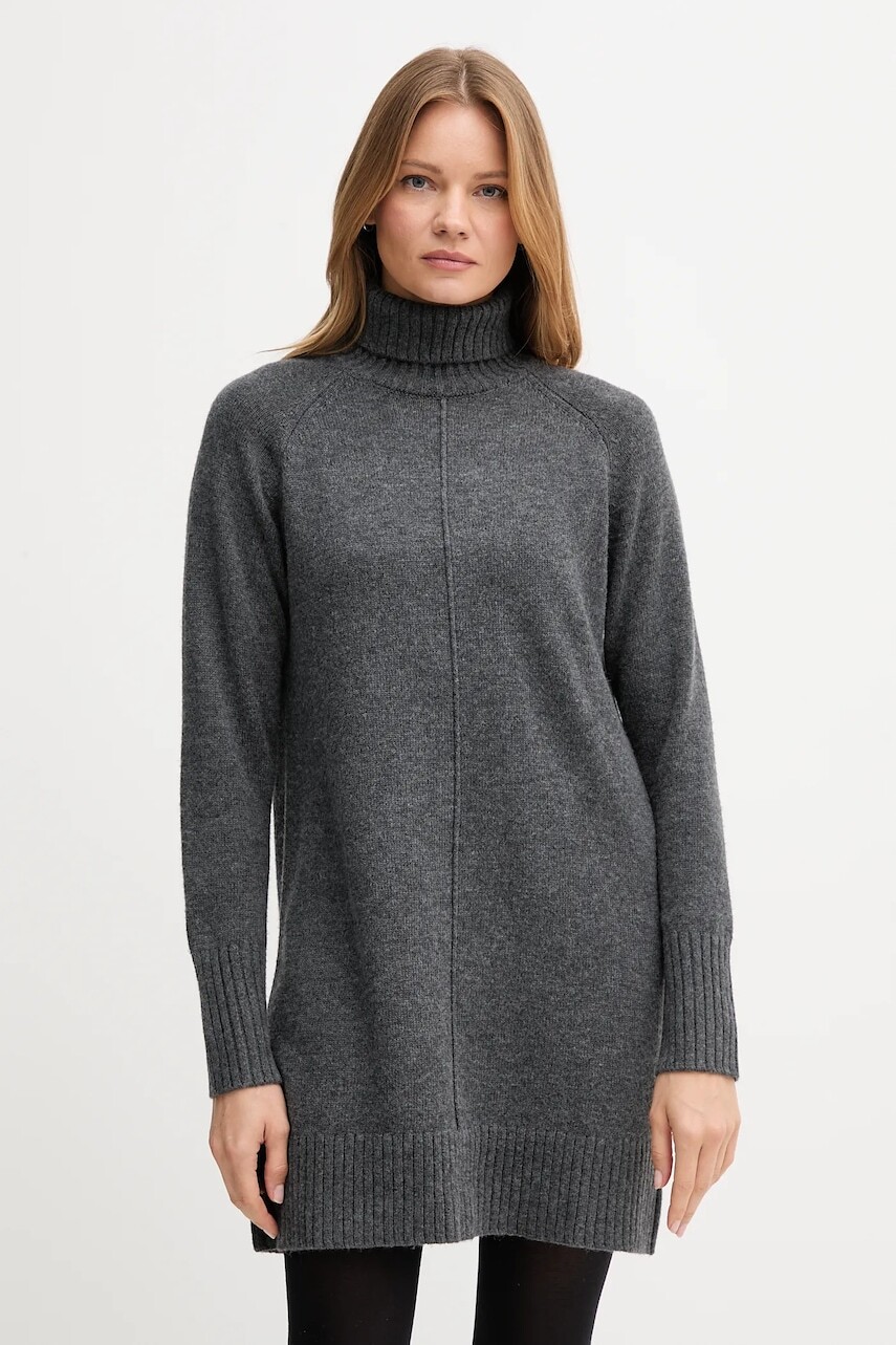 Šaty s prímesou vlny Pepe Jeans šedá farba, mini, oversize, PL9537714