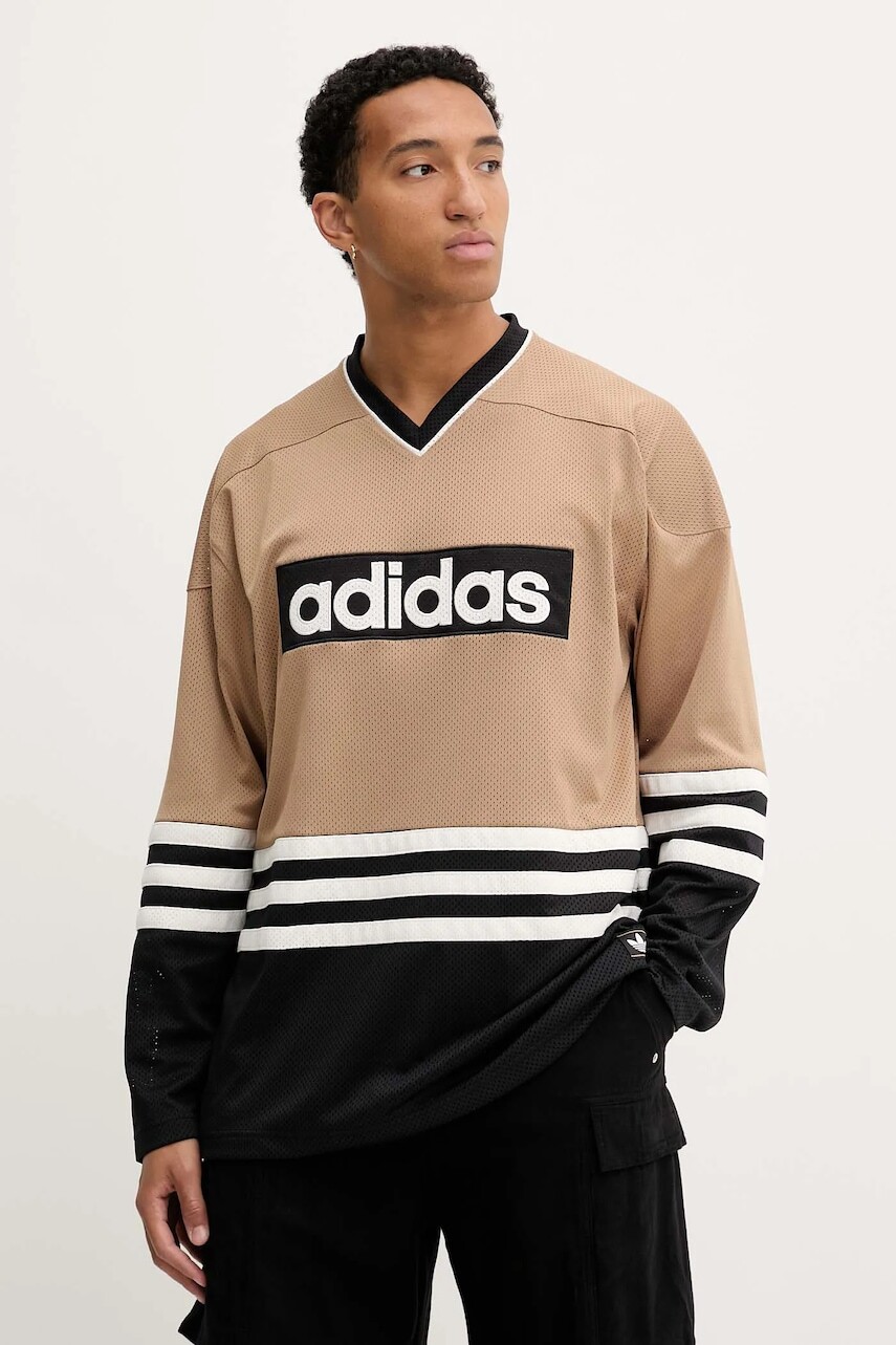 Tričko s dlhým rukávom adidas Originals Hockey Jersey zelená farba, s nášivkou, JY0251
