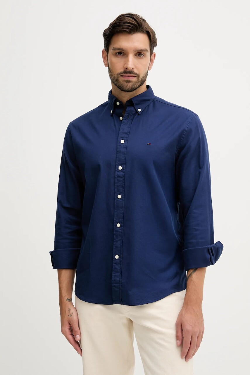 Košeľa Tommy Hilfiger tmavomodrá farba, regular, s golierom button-down, MW0MW40469
