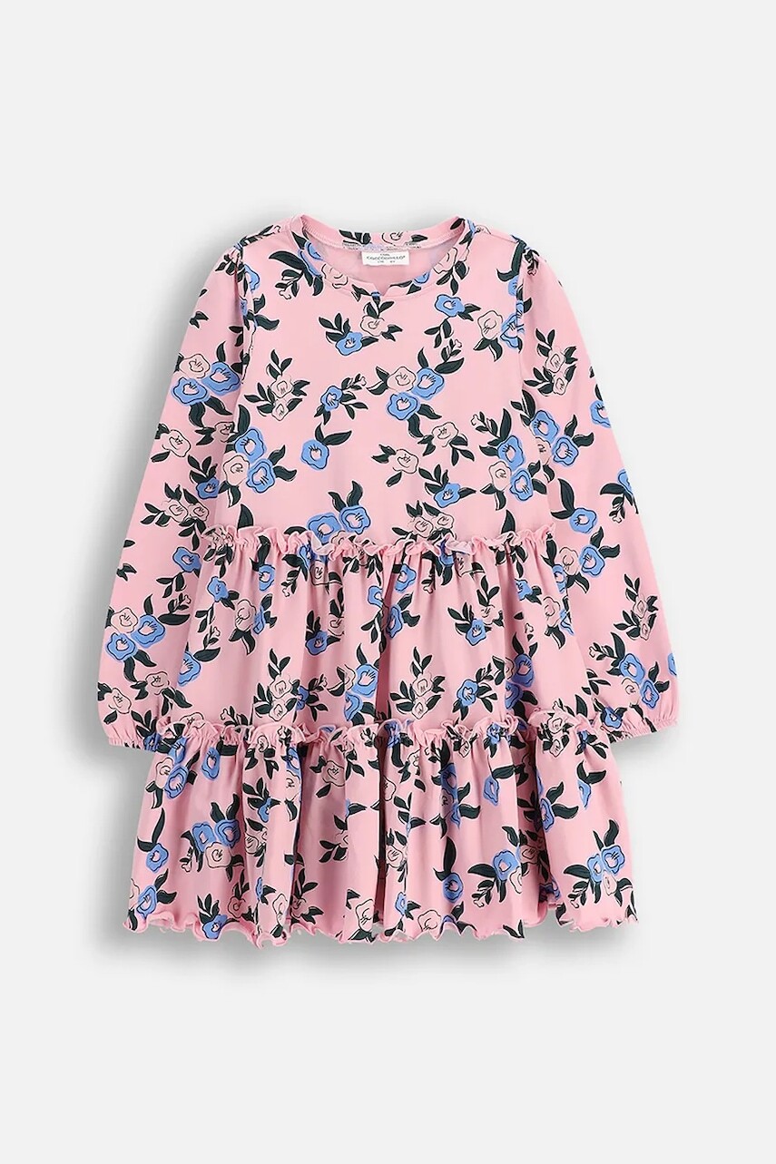 Dievčenské šaty Coccodrillo ružová farba, mini, áčkový strih, FROSTING PUDDLE GIRL KIDS