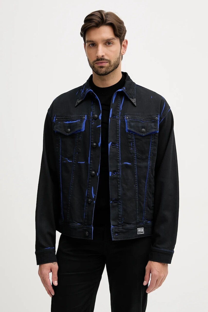 Rifľová bunda Versace Jeans Couture čierna farba, prechodná, 79GAS40B EW015D29