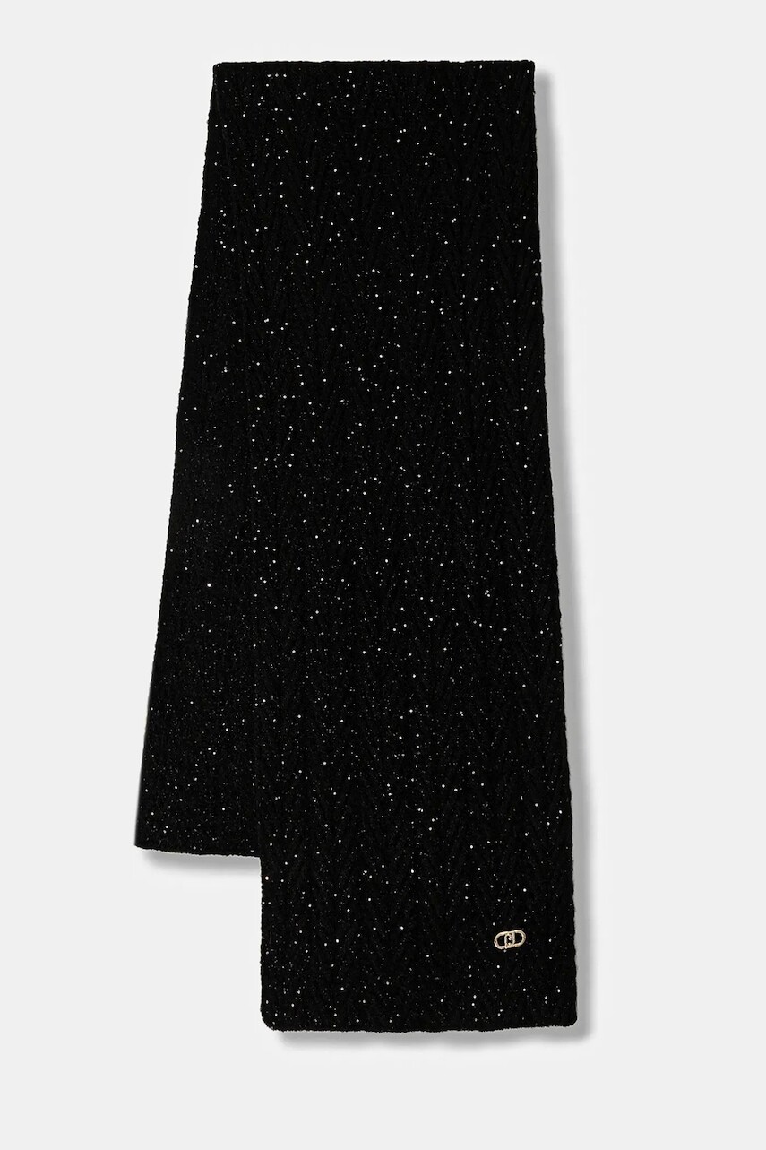 Šál s prímesou vlny Liu Jo čierna farba, 2F5008.M0300