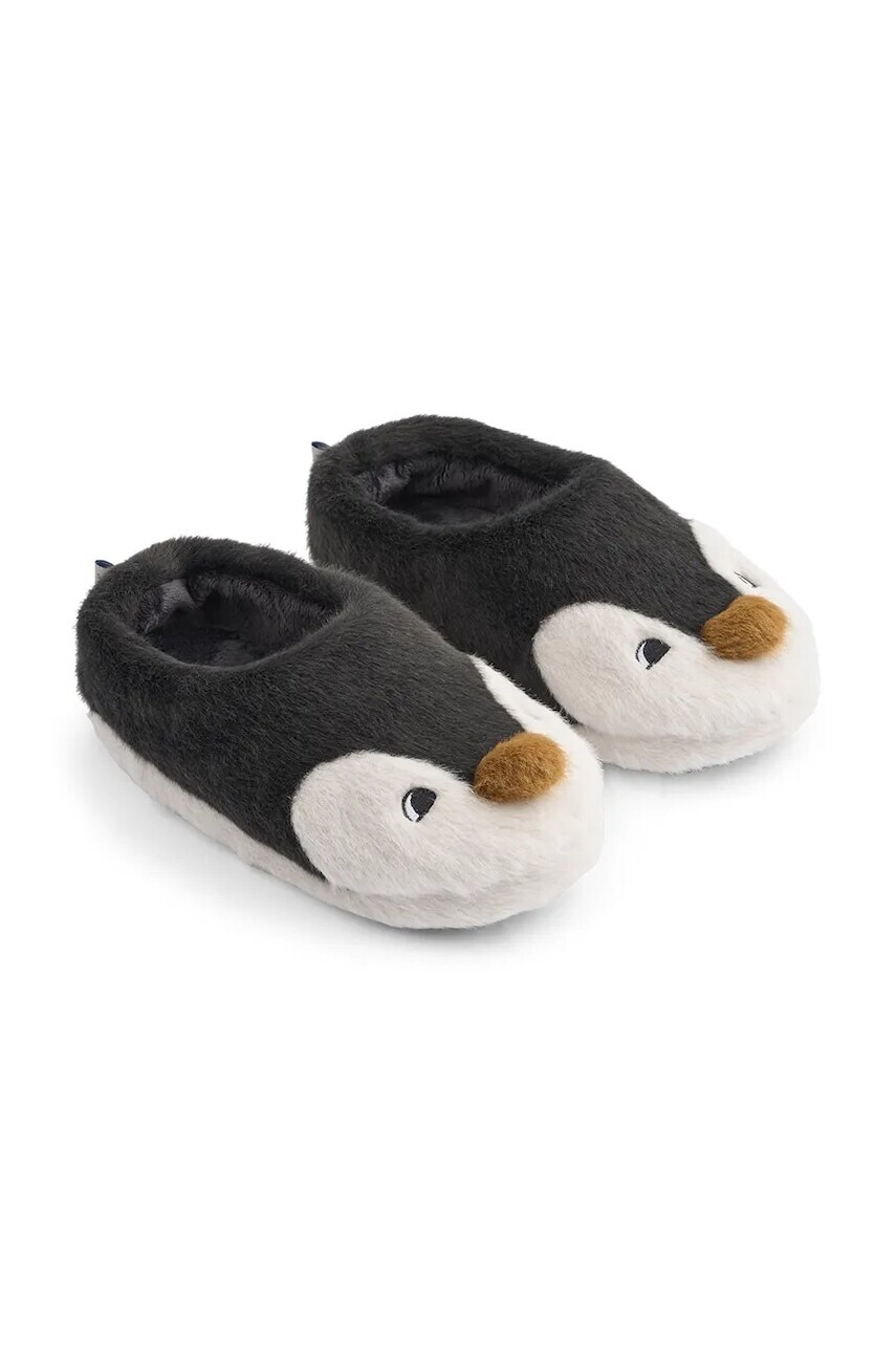 Papuče Liewood Aviaja Penguin Slippers čierna farba, LW20701