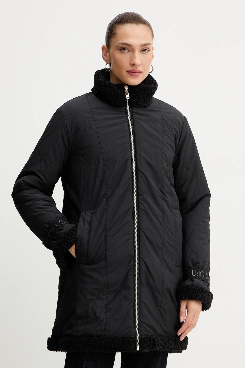 Obojstranná bunda Liu Jo čierna farba, prechodná, TF5047.E0912