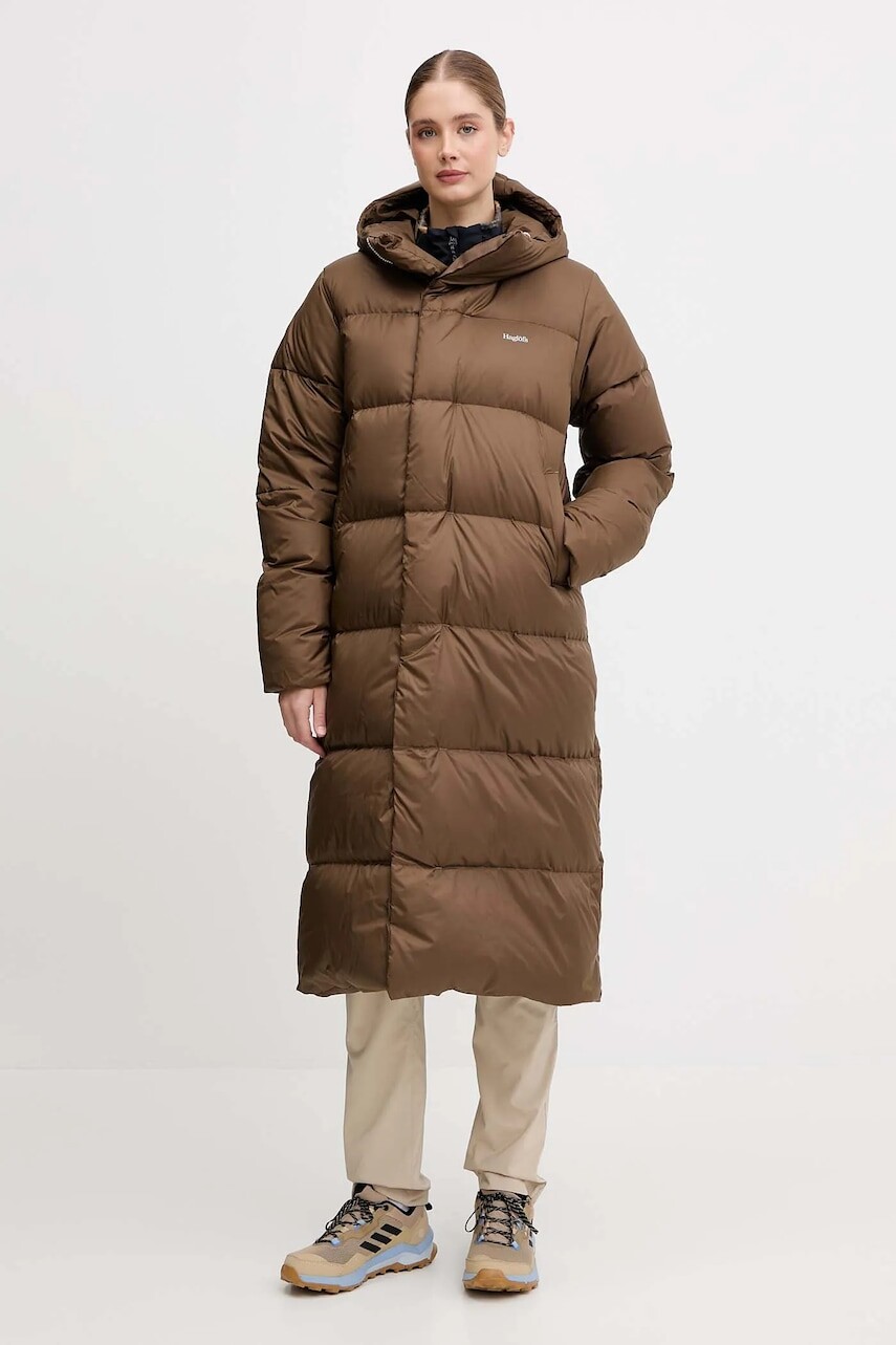 Páperová bunda Haglöfs hnedá farba, 607775