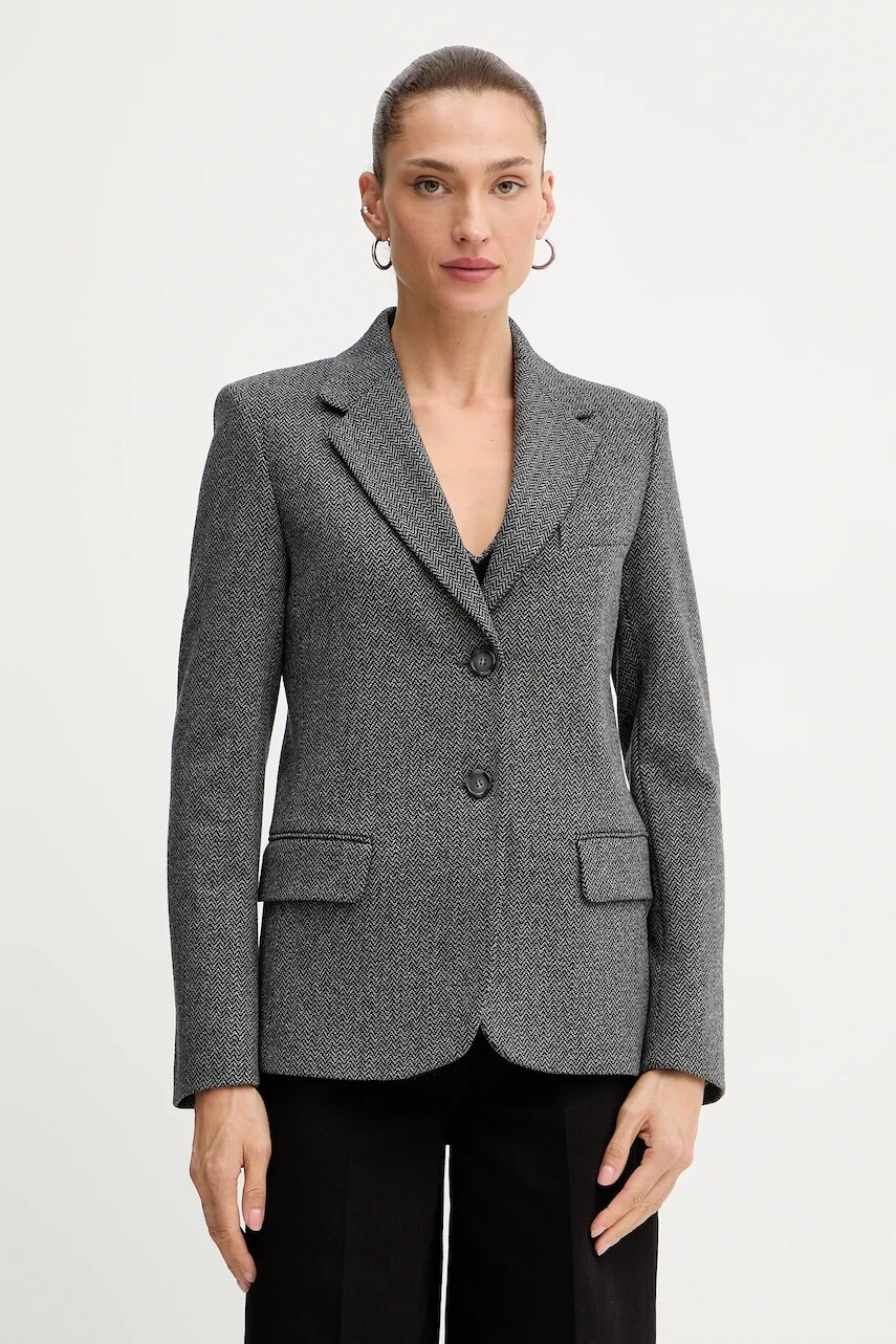 Bunda s prímesou vlny Weekend Max Mara DILLY šedá farba, jednoradová, 2525916022600