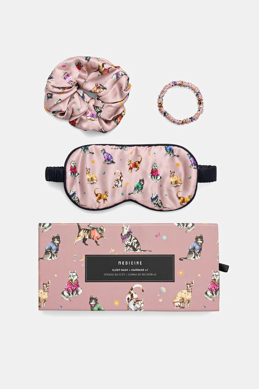 Hodvábna sada: maska ​​na oči a gumičky do vlasov Medicine 2-pak viac farieb