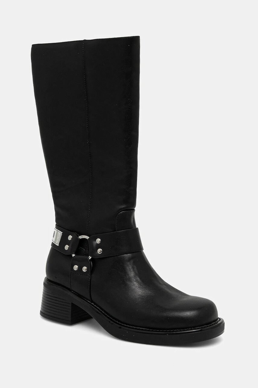 Vysoké čižmy Just Cavalli čierna farba, na podpätku, 79RA3S90ZSD61899