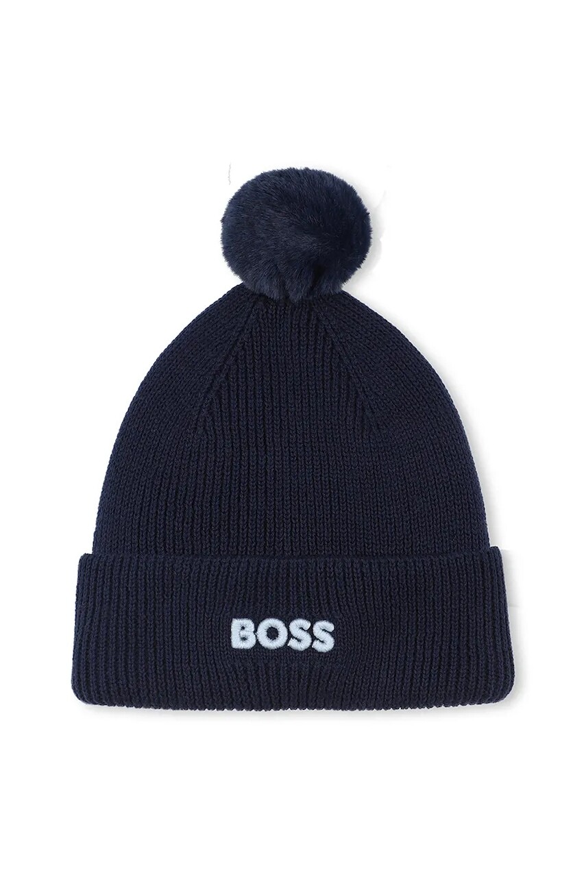 Detská bavlnená čiapka BOSS tmavomodrá farba, J52595