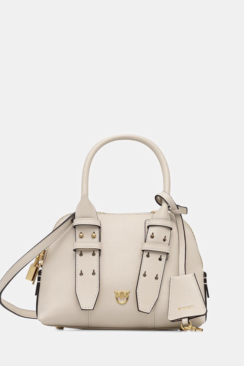 Kožená kabelka Pinko béžová farba, 105333 A0QO