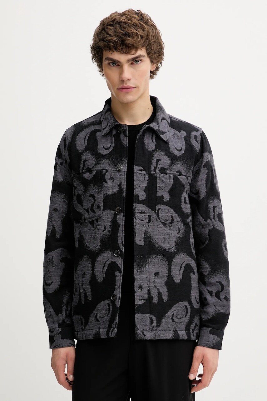 Košeľa PS Paul Smith čierna farba, regular, s klasickým golierom, M2R-955U-T22505