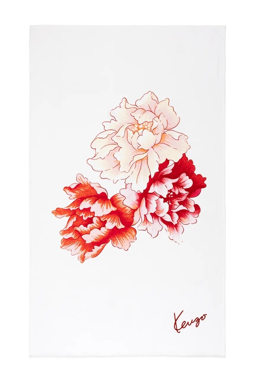 Plážová osuška Kenzo K PEONY 100 x 170 cm biela farba
