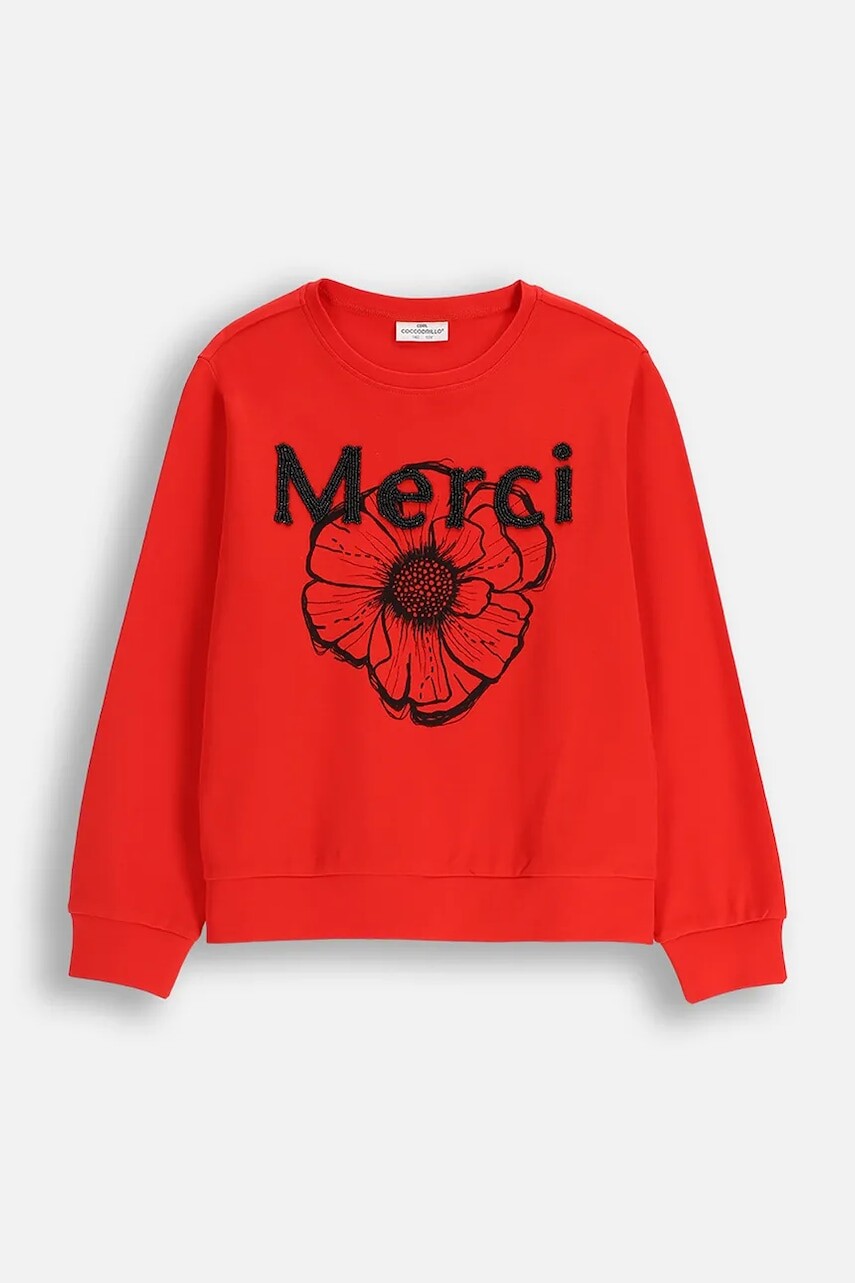 Detská bavlnená mikina Coccodrillo červená farba, vzorovaná, FABOLOUS GIRL JUNIOR