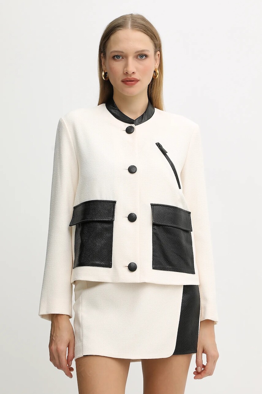 Sako Armani Exchange béžová farba, jednoradová, vzorovaná, XW001697 AF16209