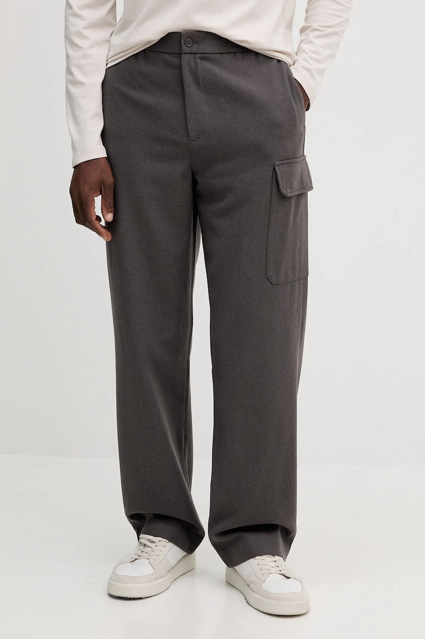 Nohavice s prímesou vlny Armani Exchange hnedá farba, strih chinos, XM001214 AF16644