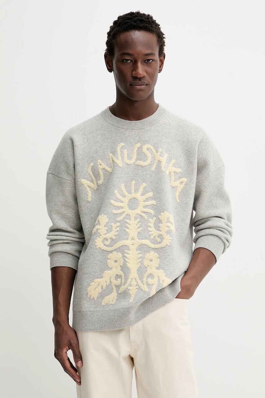 Sveter s prímesou vlny Nanushka šedá farba, NU25PFSW13291