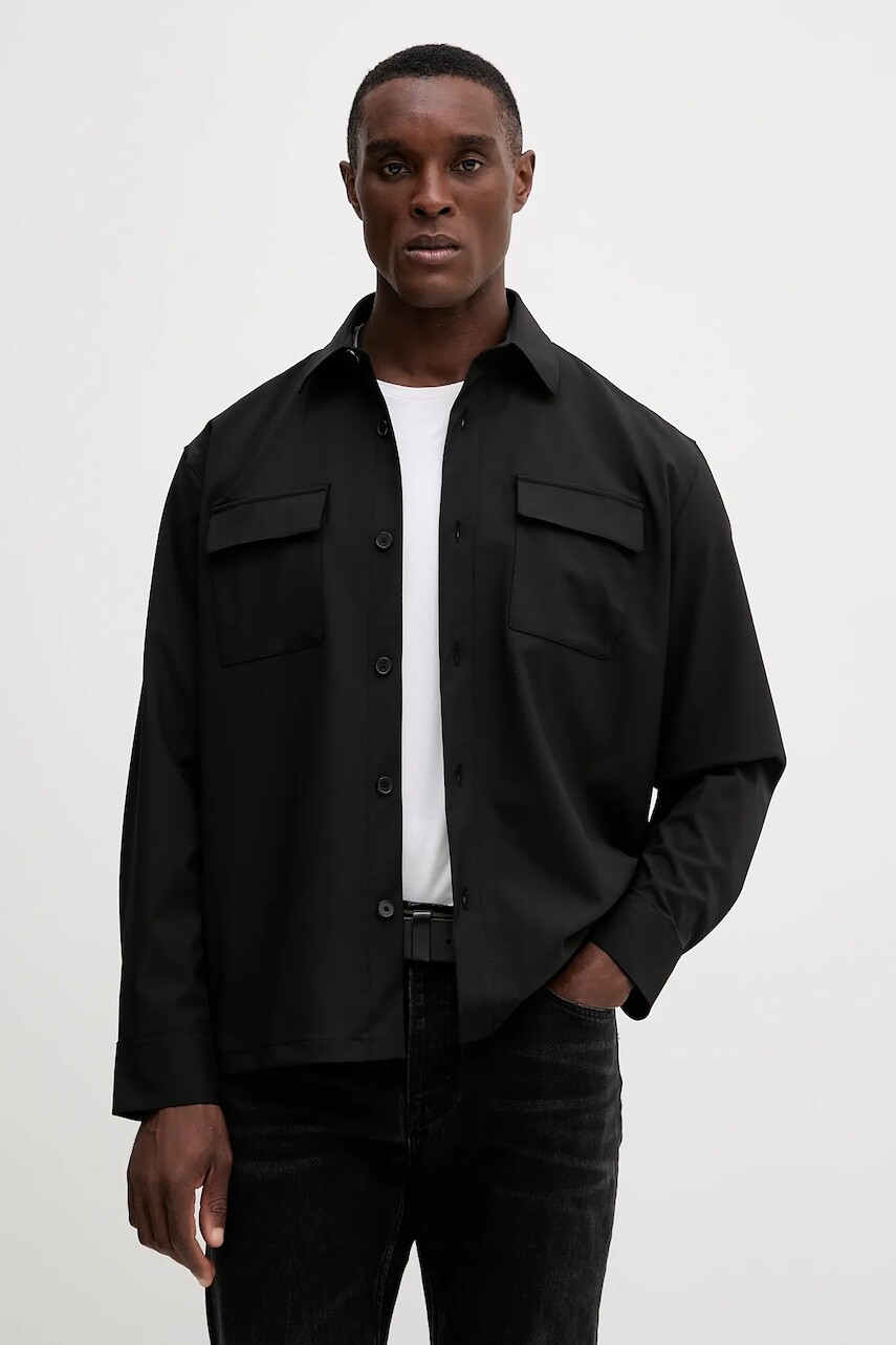 Košeľa Karl Lagerfeld čierna farba, regular, 554037.605975