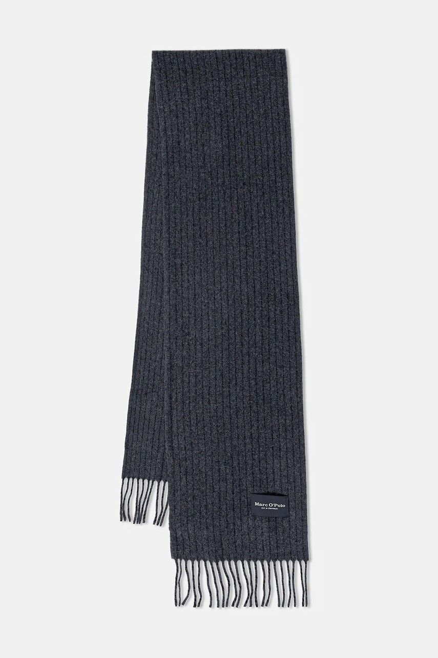 Vlnený šál Marc O'Polo šedá farba, melanžová, 530805102048