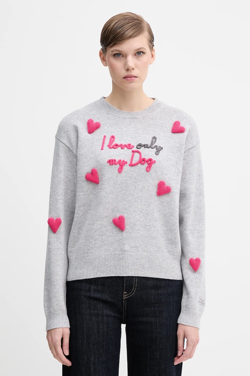 Sveter s prímesou vlny MC2 Saint Barth šedá farba, LOUI004