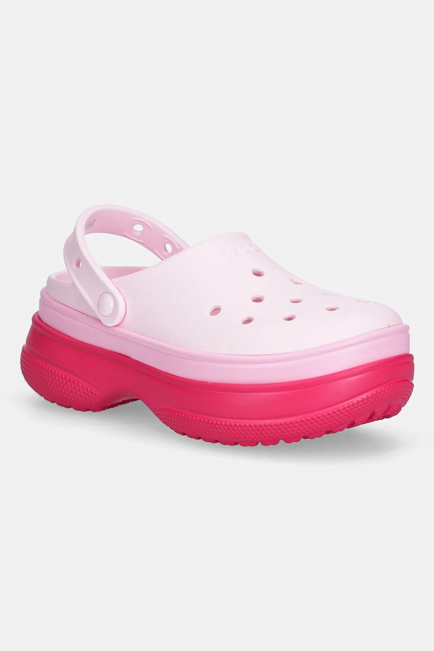 Šlapky Crocs Classic Stacked Clog ružová farba, na platforme, 211355