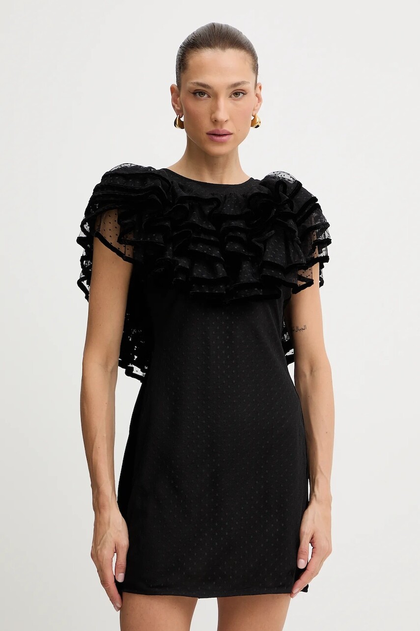 Šaty s prímesou hodvábu Twinset čierna farba, 252TS2070