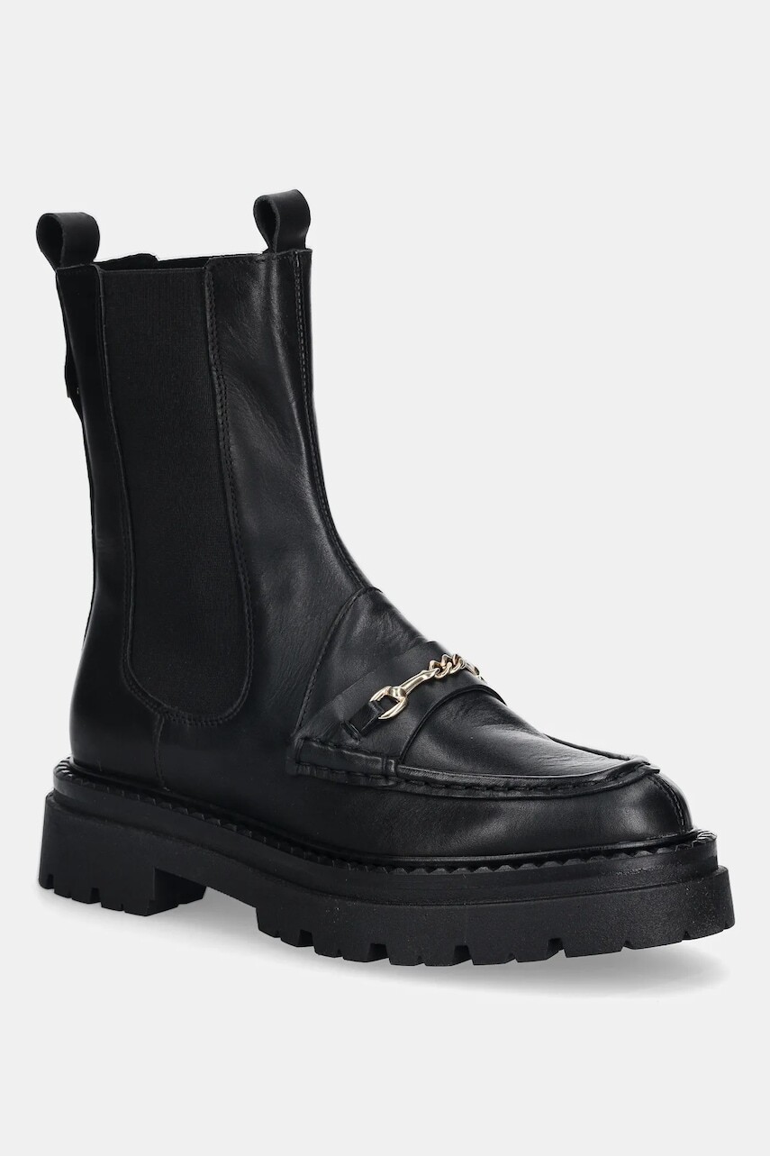 Kožené topánky chelsea Steve Madden Kasey čierna farba, na plochom podpätku, 11004947