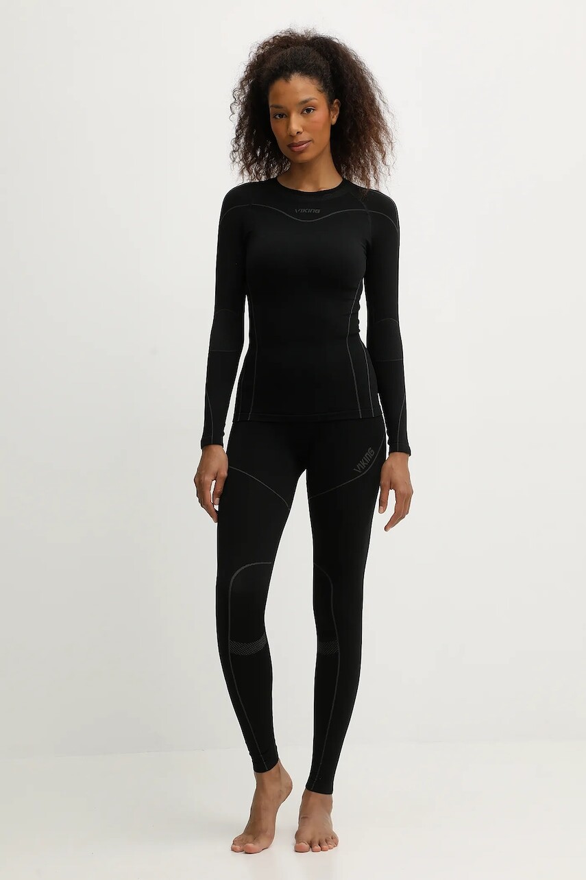 Sada funkčnej bielizne - legíny a tričko s dlhým rukávom Viking Gaja čierna farba, 500/27/5512