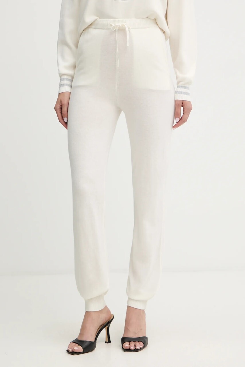 Tepláky s prímesou kašmíru Guess MAGGIE béžová farba, jednofarebné, O5BB04 Z3PK0