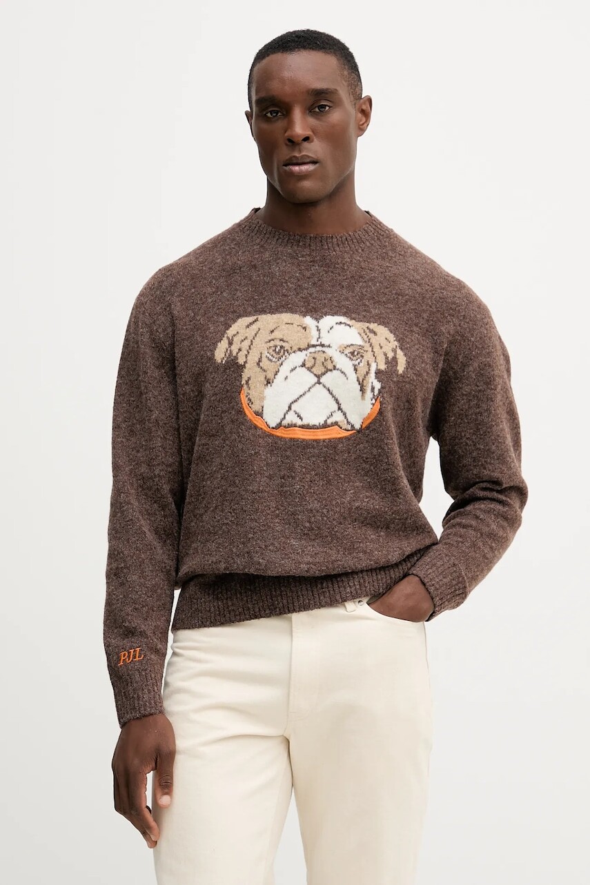 Sveter s prímesou vlny Pepe Jeans hnedá farba, PM7000023