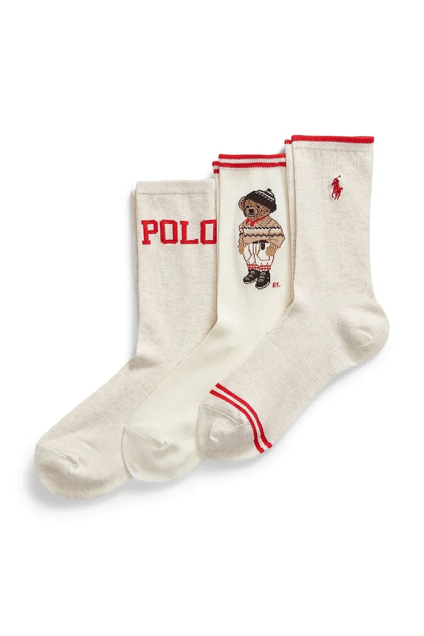 Ponožky Polo Ralph Lauren 3-pak béžová farba, 455982964
