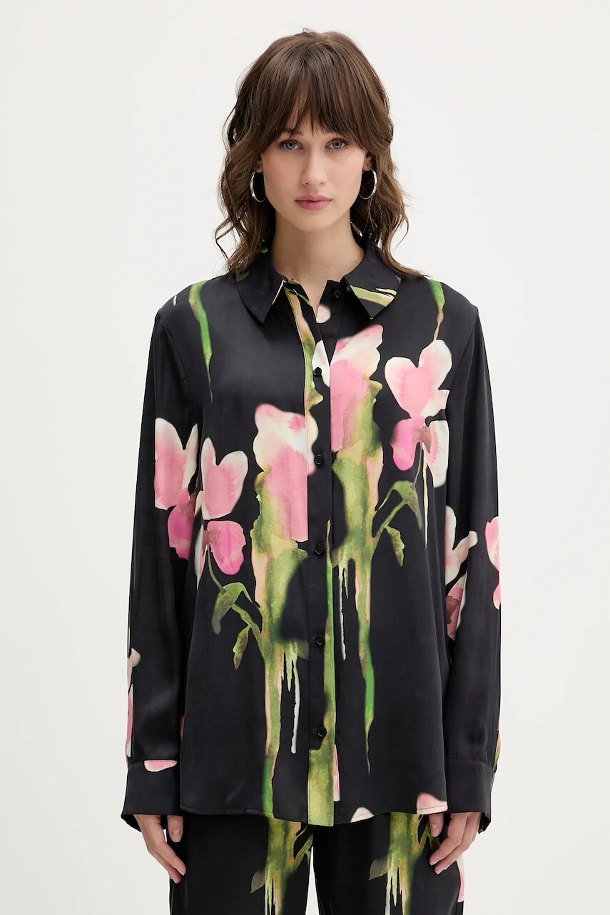 Košeľa Stine Goya čierna farba, regular, s klasickým golierom, SG-AW25-T091-2263