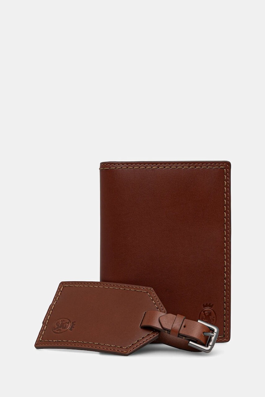 Puzdro na pas a štítok na batožinu Tommy Hilfiger hnedá farba, AM0AM13780