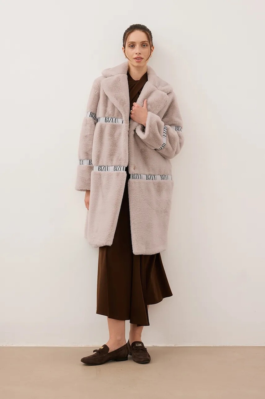 Kabát Bizuu FLORENCE béžová farba, FLORENCE BEŻOWY